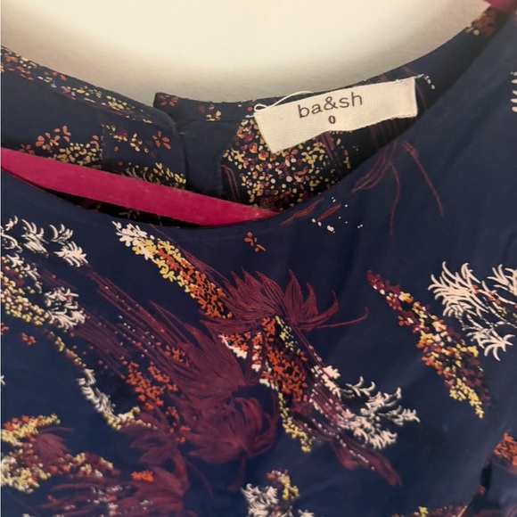 ba&sh 100% Silk Blouse Navy Abstract Print Long Sleeve FR 0 - Picture 2 of 7